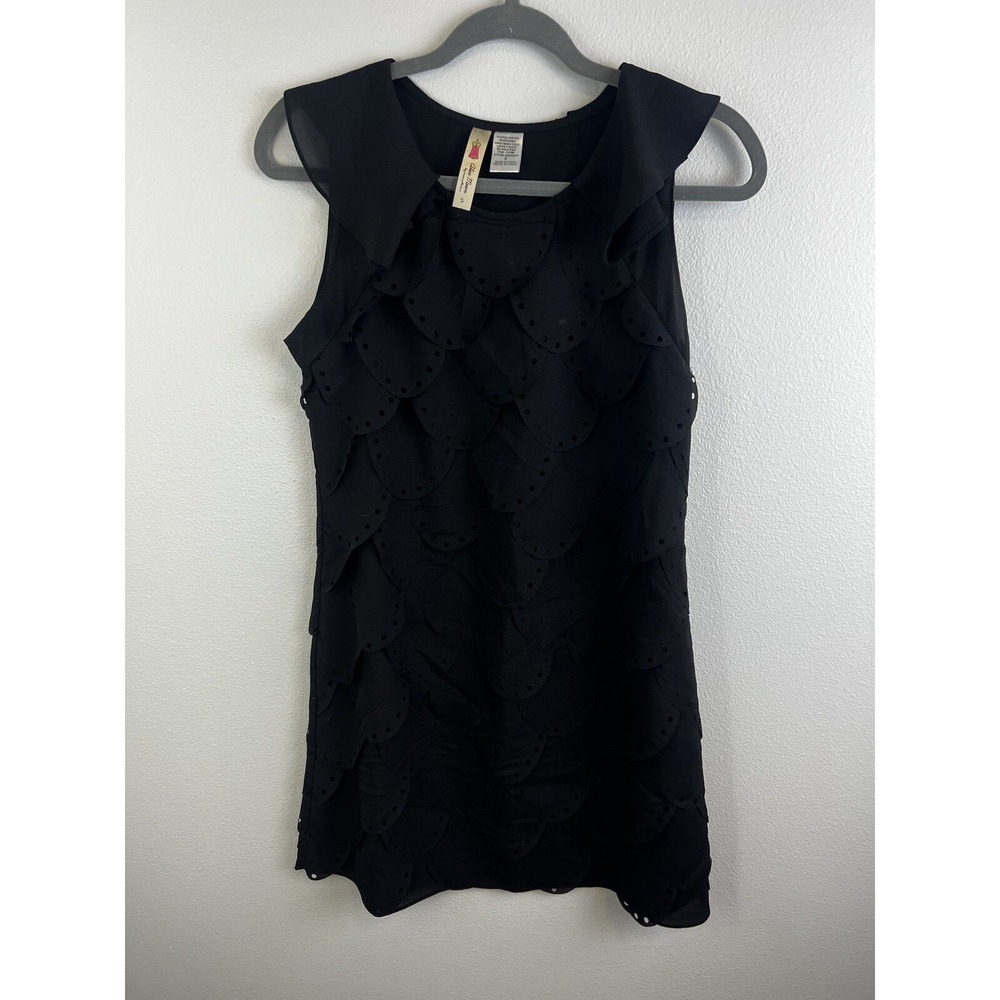 Alice Moon tank dress women teen small black layered collared scoop neck stretch